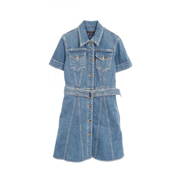 LOUIS VUITTON denim Dress short sleeve RW172W DHM FDDR01 cotton Used Women #38