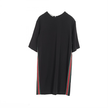 GUCCI Web stretch viscose tunic Dress 528977 Rayon Black Green Red Used Women 40