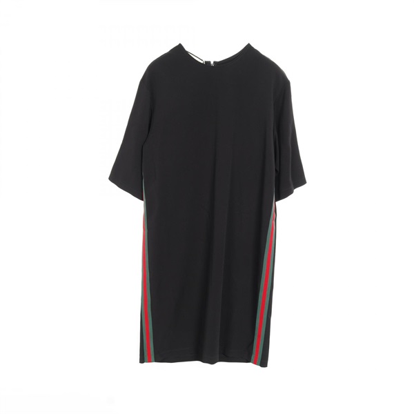 GUCCI Web stretch viscose tunic Dress 528977 Rayon Black Green Red Used Women 40