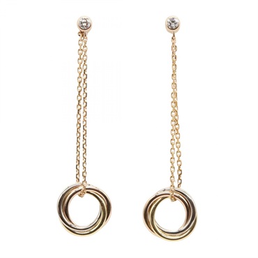 CARTIER Trinity Pierced earrings 42 x 9mm 18KYGK 18KWG 18KRG Used Women