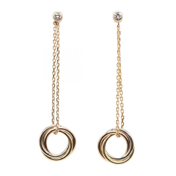CARTIER Trinity Pierced earrings 42 x 9mm 18KYGK 18KWG 18KRG Used Women