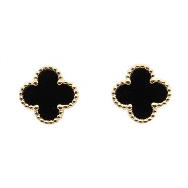 Van Cleef & Arpels Sweet Alhambra Pierced Earrings 18KYG Onyx Black Used Women