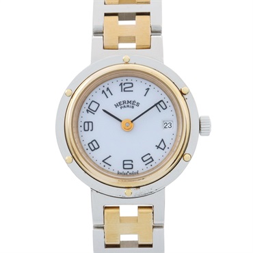 HERMES Clipper Wrist Watch CL2.440 Quartz Gold Plated Stainless Steel Used Women