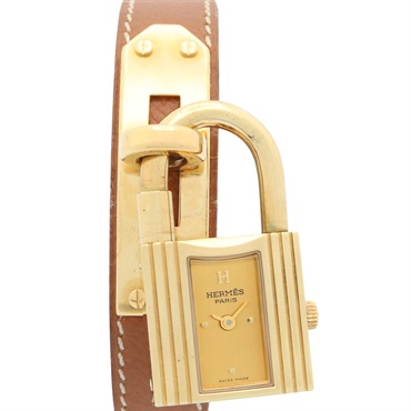 HERMES Kelly Wrist Watch KE1.201 Quartz Gold Plated Leather belt Used Women