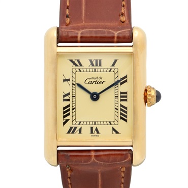 CARTIER Must tank SM Wrist Watch W1003154 Quartz Gold Plated leather Used Women
