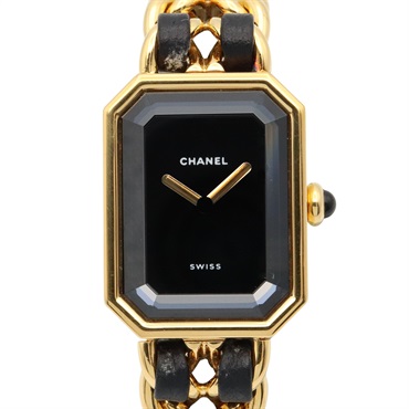 CHANEL Premiere M Wrist Watch H0001 Quartz Gold Plated leather Used Women