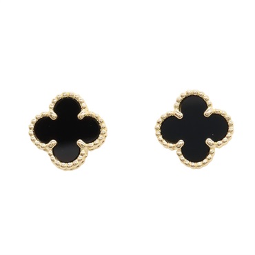Van Cleef & Arpels Sweet Alhambra Pierced earrings Onyx 18KYG Yellow Gold Used