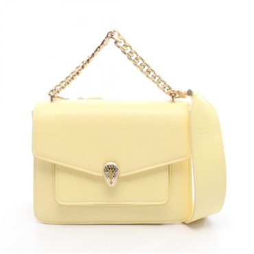 BVLGARI Serpenti Forever Shoulder crossbody Handbag leather Yellow Used Women