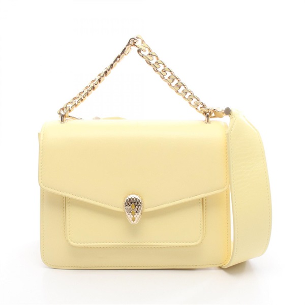 BVLGARI Serpenti Forever Shoulder crossbody Handbag leather Yellow Used Women