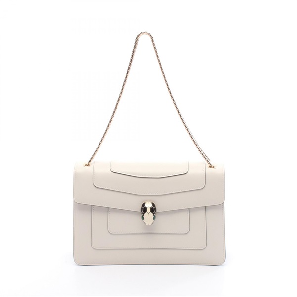 BVLGARI Serpenti Forever Chain Shoulder Bag leather White Used Women GHW