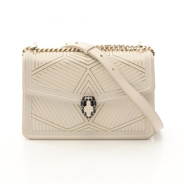 BVLGARI Serpenti Forever Chain Shoulder Bag leather White Used Women