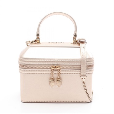 BVLGARI Serpenti Jewelry Box Shoulder Handbag leather Gold Used Women crossbody
