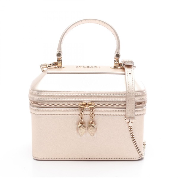 BVLGARI Serpenti Jewelry Box Shoulder Handbag leather Gold Used Women crossbody