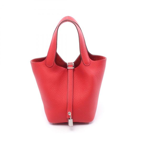 HERMES Picotin Lock PM Tote Handbag Clemence leather Red Vermillon Used Women W