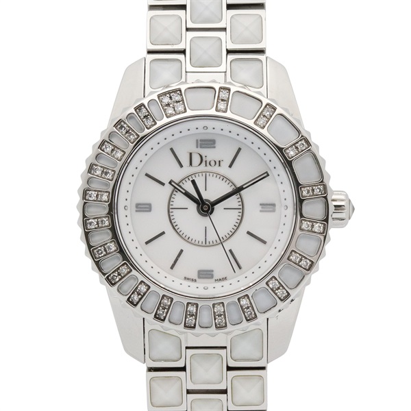 Christian Dior crystal diamond bezel Wrist Watch CD112113 Quartz SS Used mens