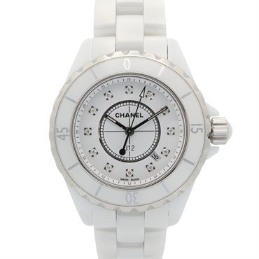 CHANEL J12 12P Diamond Wrist Watch H1628 Quartz ceramic Used Women