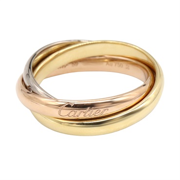 CARTIER Trinity Ring 5P Diamond 18KYG 18KPG 18KWG Three gold US size 8.75 #59