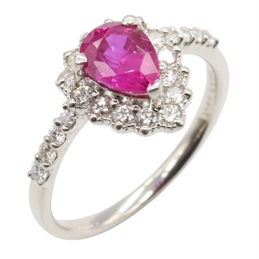 JEWELRY Ruby Diamond Ring Pt950 Platinum Red Used Women US size 6.25