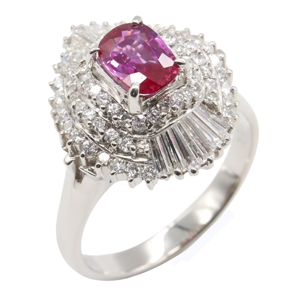 JEWELRY Ruby Diamond Ring Pt900 Platinum Red Used Women US size 8.75