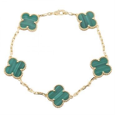 Van Cleef & Arpels Vintage Alhambra Malachite Bracelet 17.5cm VCARL80900 18KYG
