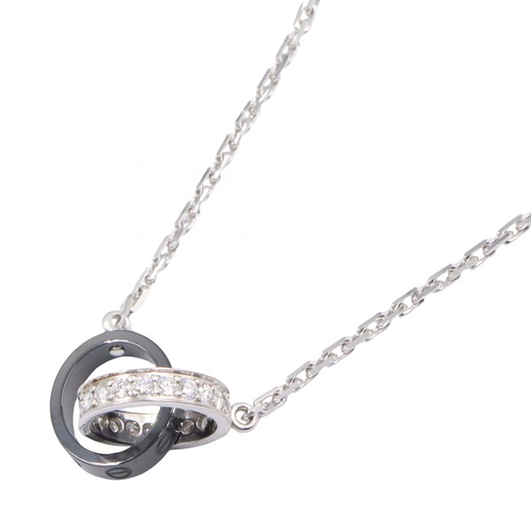 CARTIER Baby Love Ceramic Diamond Necklace 18KWG White Gold Black Used women