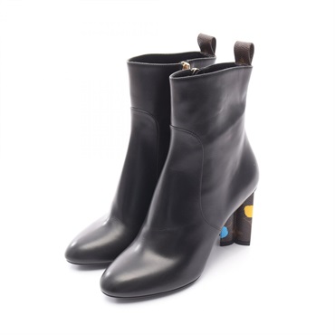 LOUIS VUITTON LV x YK Silhouette Line Monogram boots leather canvas Black used