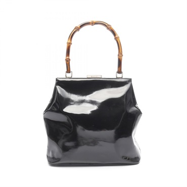 GUCCI Bamboo Handbag 000 781 0295 Patent Leather Black Used Women