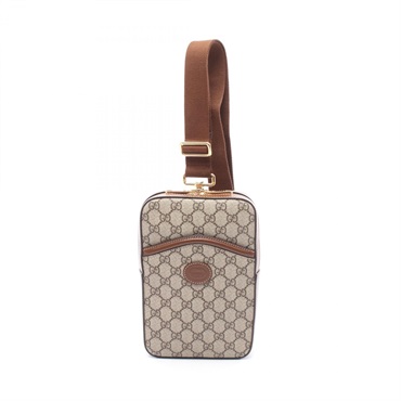 GUCCI Interlocking G GG Supreme Belt Waist Bag 696016 Canvas Beige Brown Used