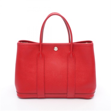 HERMES Garden party TPM Tote Bag Epsom leather Red Used Women X SHW
