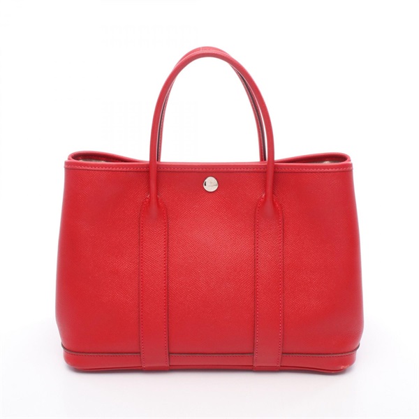 HERMES Garden party TPM Tote Bag Epsom leather Red Used Women X SHW