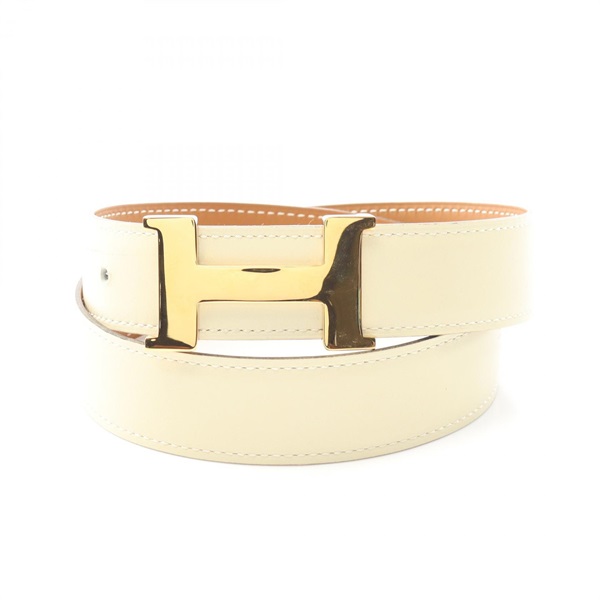 HERMES Constance H Belt leather Beige Brown Used Women GHW A