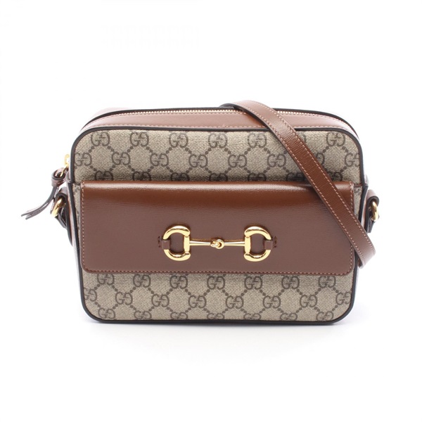 GUCCI Horsebit 1955 Small GG Supreme Crossbody Shoulder Bag 645454 Canvas Beige