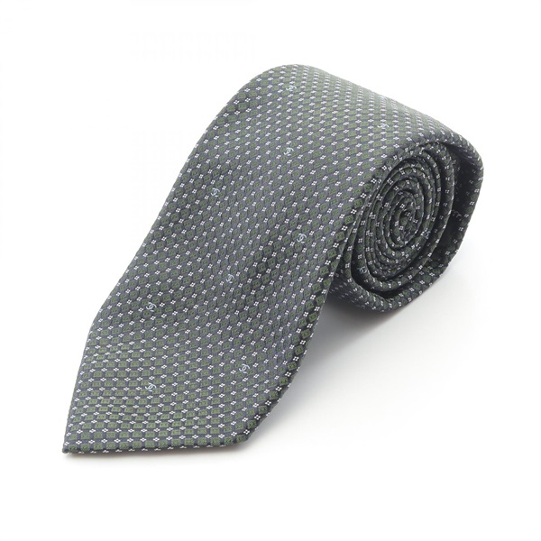 CHANEL COCO Mark Tie silk Green Black Used mens CC