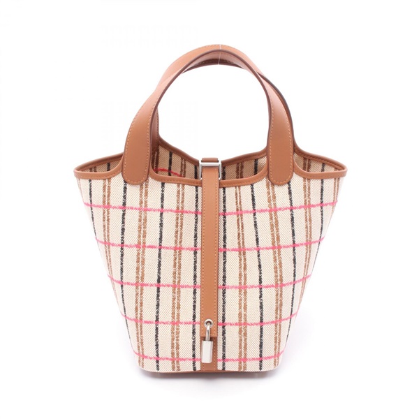 HERMES Picotin Lock PM Handbag W 085988CK Toile H Swift leather Ecru SHW women