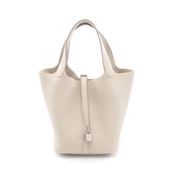 HERMES Picotin Lock MM Handbag 060991CK Clemence leather White Used Women W SHW