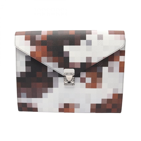 LOUIS VUITTON Mark Folder Cowmooflage business bag GI1137 canvas Brown White LV