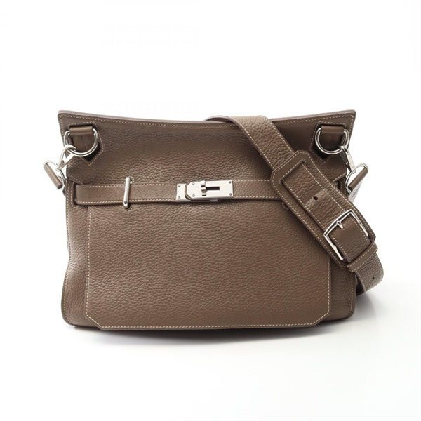 HERMES Jypsiere34 Shoulder Bag Clemence leather Brown Etoupe Grey Used Q SHW