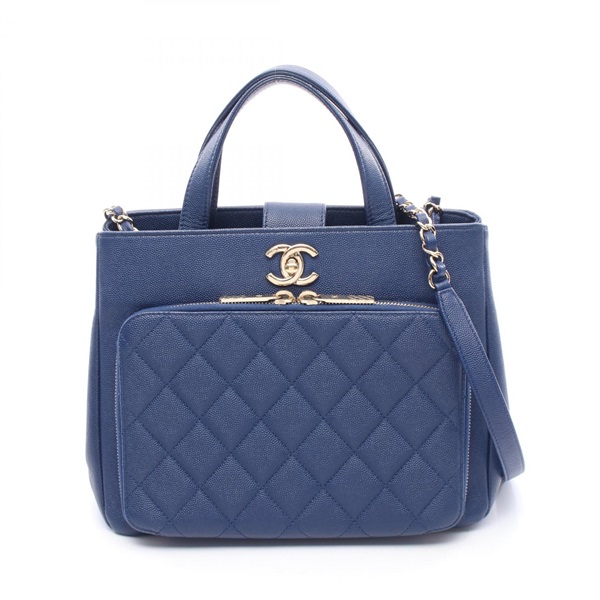 CHANEL Business Affinity Matelasse Chain Shoulder Bag A93750 Calfskin Blue GHW