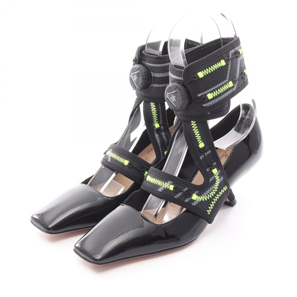 Christian Dior Roger Vivier 62-22 pumps shoes heels 337 Patent leather Fabric BK