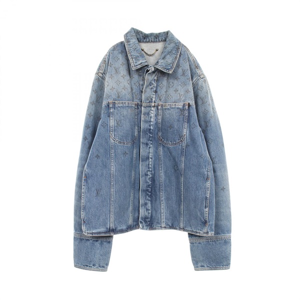 LOUIS VUITTON Monogram Denim Jacket RM202 YIE HJA71W Cotton Blue #50 Used Mens