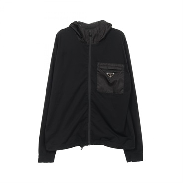 PRADA Hoodie jacket UJL150 cotton Nylon Black Used mens #XL