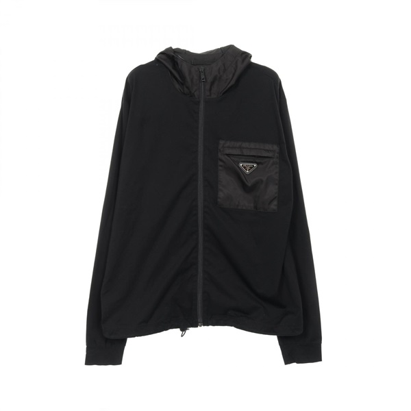 PRADA Hoodie jacket UJL150 cotton Nylon Black Used mens #XL