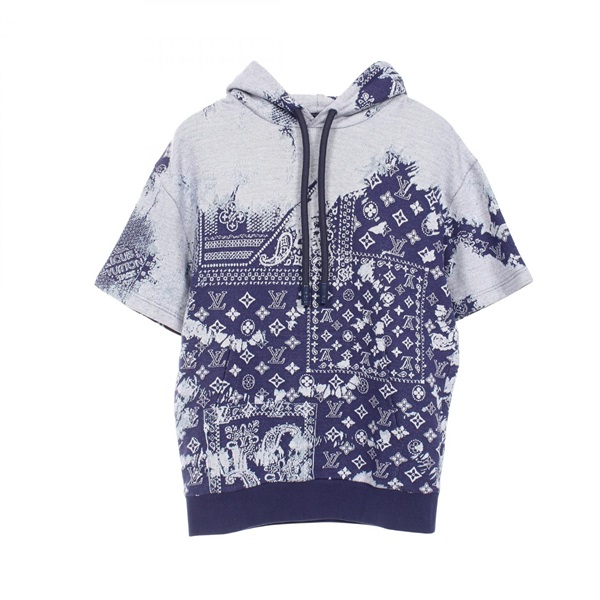 LOUIS VUITTON Monogram Bandana Hoodie RM222M N31 HNY28W Cotton Blue #XS Mens