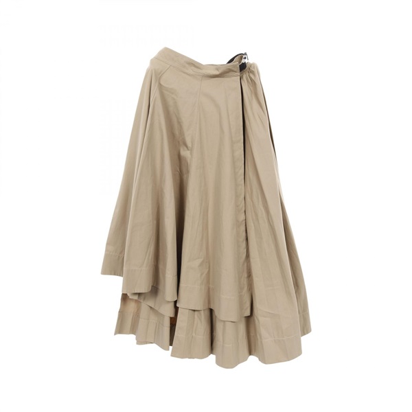 Christian Dior Asymmetrical Long Pleated skirt 257J31S3332 cotton Beige Used #38