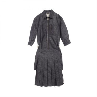 FENDI Denim Zip 2Way Dress FLD553 Cotton Gray Size 36 Used Women