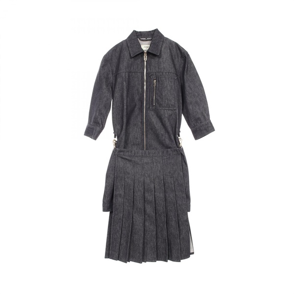 FENDI Denim Zip 2Way Dress FLD553 Cotton Gray Size 36 Used Women