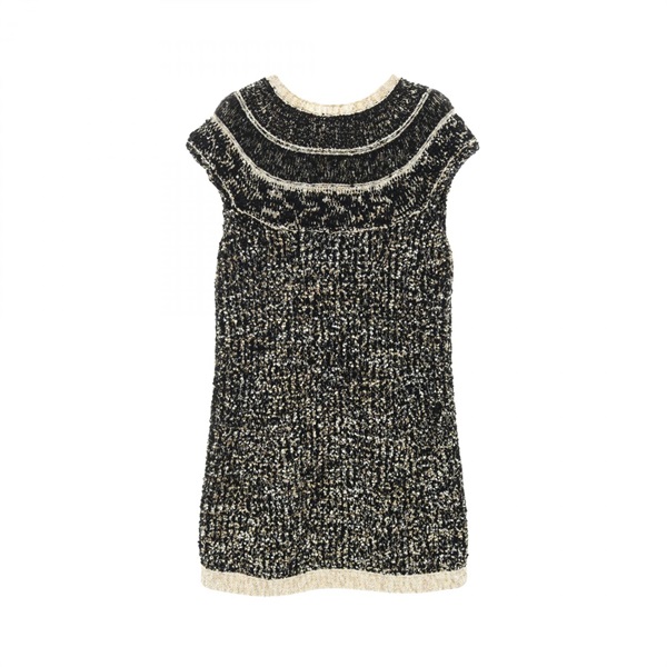 CHANEL COCO Mark Dress P61623K47214 wool Black White Gold Used Women size 36