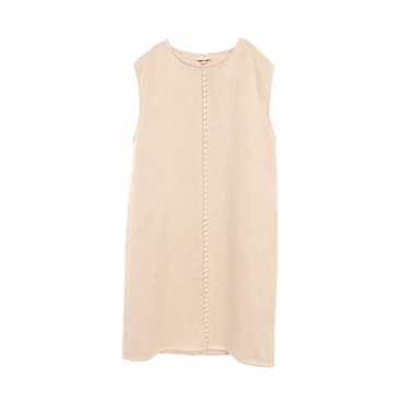 HERMES Dress sleeve less silk linen Beige Used Women size 38