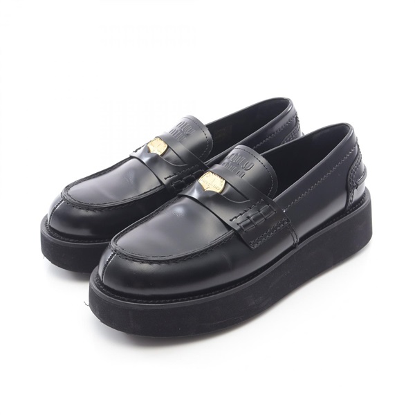 Miu Miu Platform Penny Loafers 5D175E leather Black Size 37 Used Women