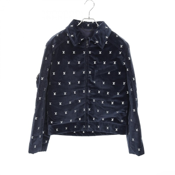 LOUIS VUITTON LV logo evening Blouson Jacket cotton Cupra Navy mens size 44